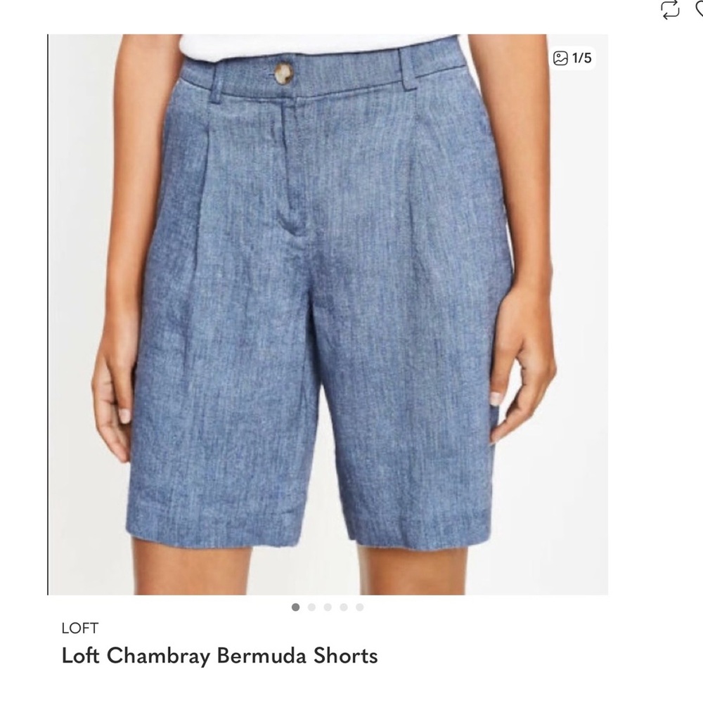 NWT Loft women’s  blue Chambray linen blend shorts 4